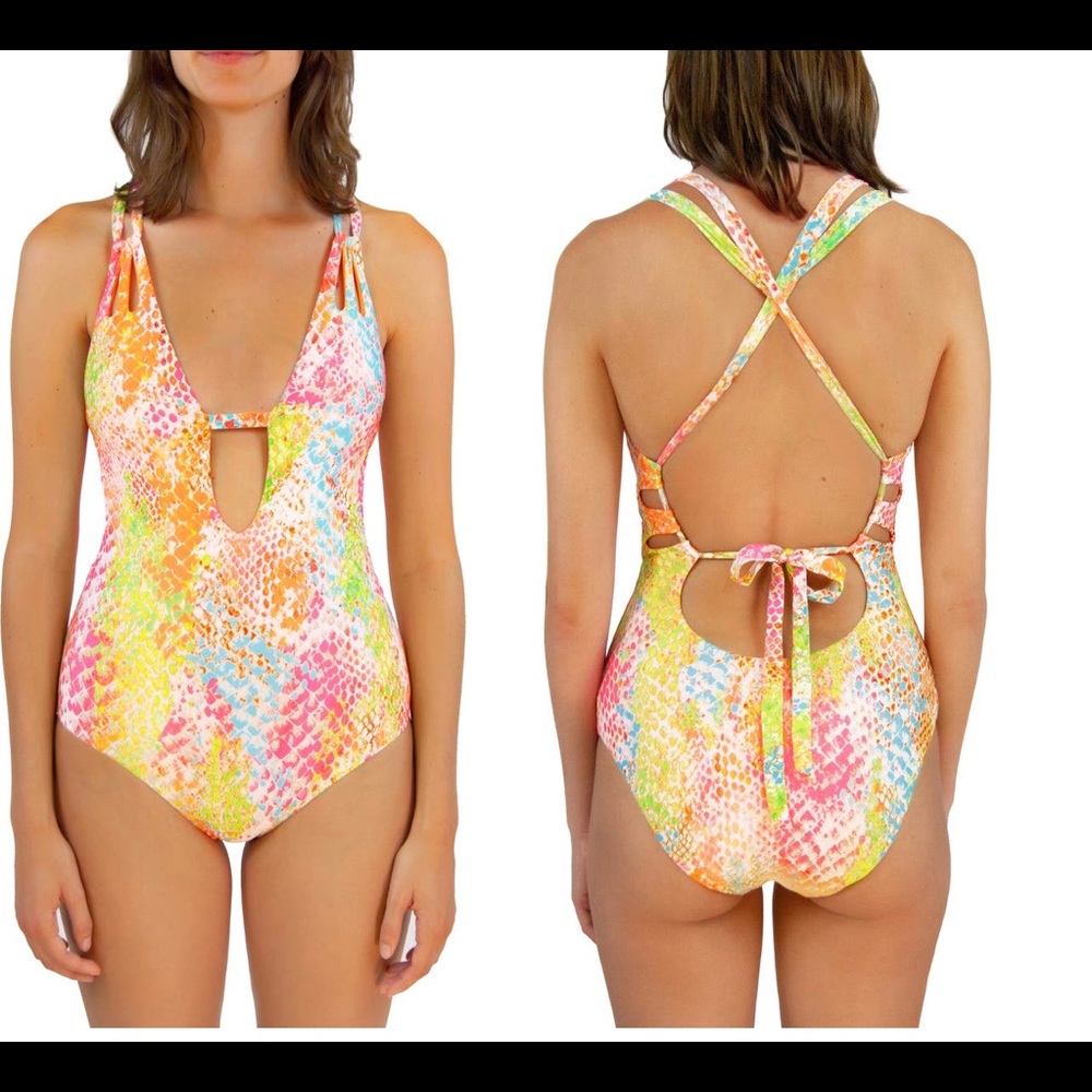 Becca by Rebecca Virtue BeccaSwim 1pc in bright snake multi print